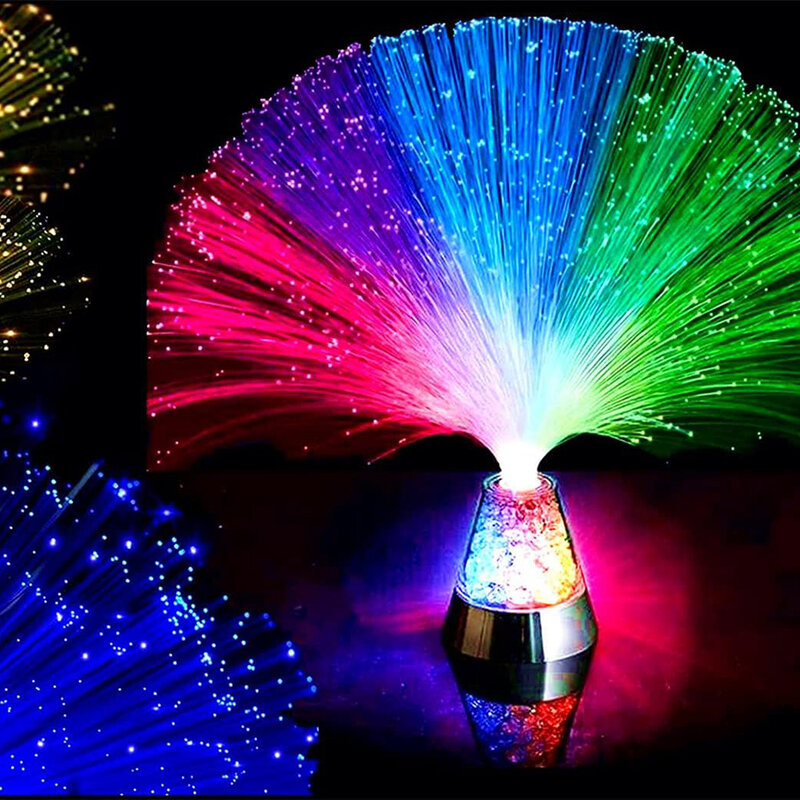 Lampu LED Fiber optik berwarna, lampu malam serat optik LED untuk dekorasi Natal liburan, pernikahan, lampu Desktop bercahaya, lampu serat optik