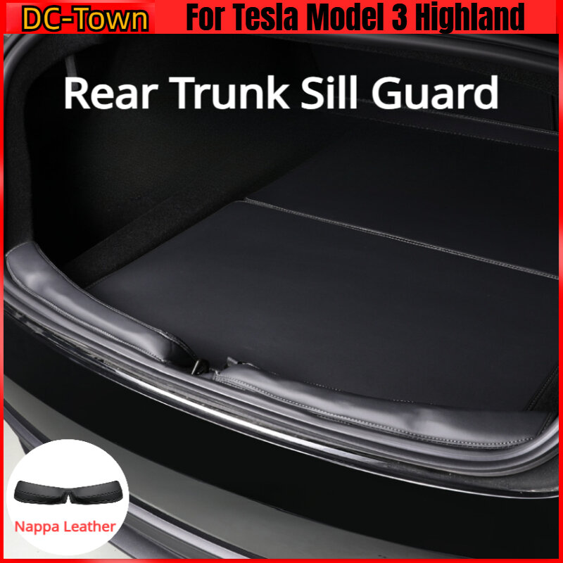Trunk threshold Strip สำหรับ Tesla รุ่น3 + แผ่นป้องกันธรณีประตู bemper belakang Nappa ใหม่ Model3 Highland 2024 Accessories