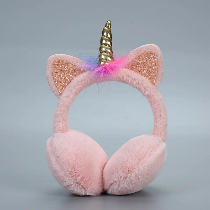 Winter Warmer Earmuffs Children Girls Colorful Unicorn Soft Plush Fluffy Earflap Earmuffs Cute Cat Ears Headband Kids Ears Cover