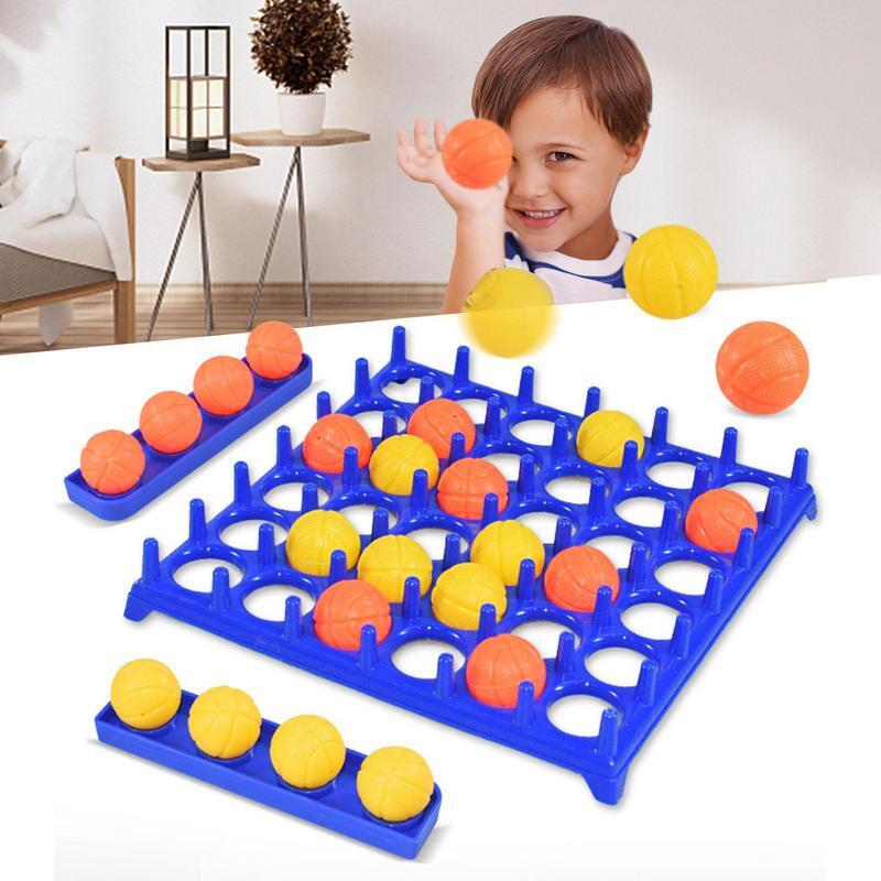 Permainan meja bola melompat Set permainan papan pesta keluarga mainan bola pantul keluarga dengan 16 bola 9 kartu tantangan dan kisi permainan untuk