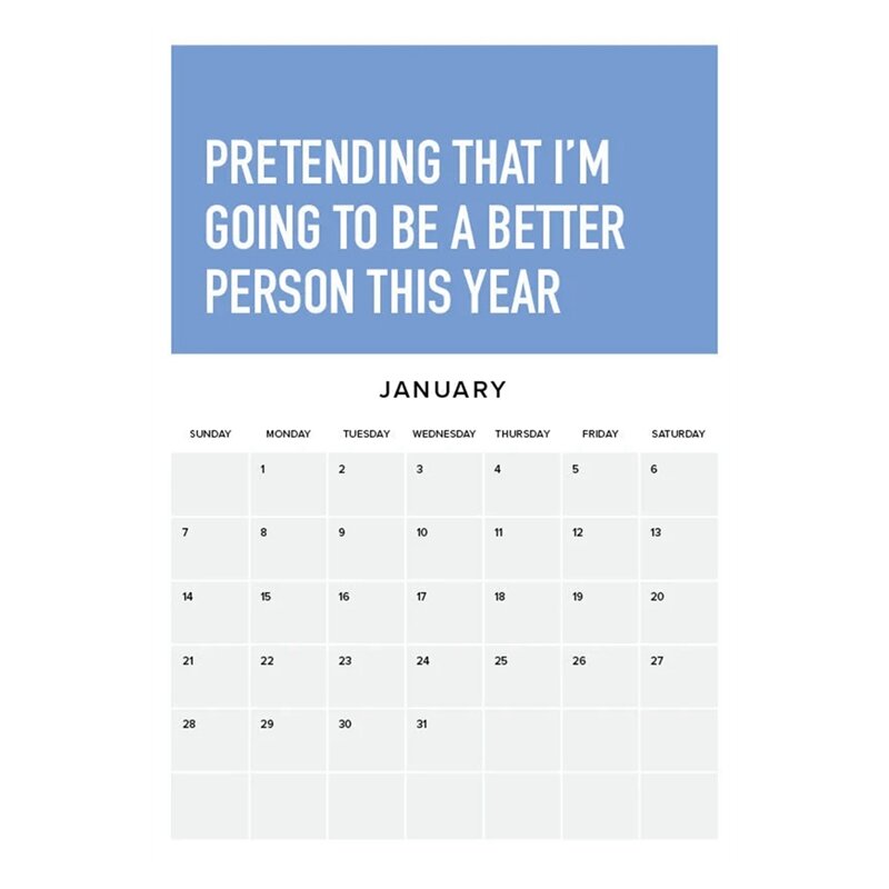Calendario de papel de adulto duro 2024, calendario de 12 meses, regalo divertido para el hogar, 2024