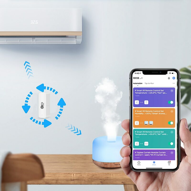 Tuya WiFi/Zigbee Smart Temperature Humidity Sensor Indoor Hygrometer APP Remote Monitor Via Smart Life Works With Alexa Google