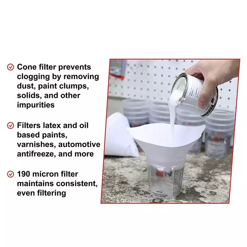Entonnoirs filtrants en papier maillé pour peinture de voiture, filtre conique en nylon micron, outils de purification et de filtrage de poulet