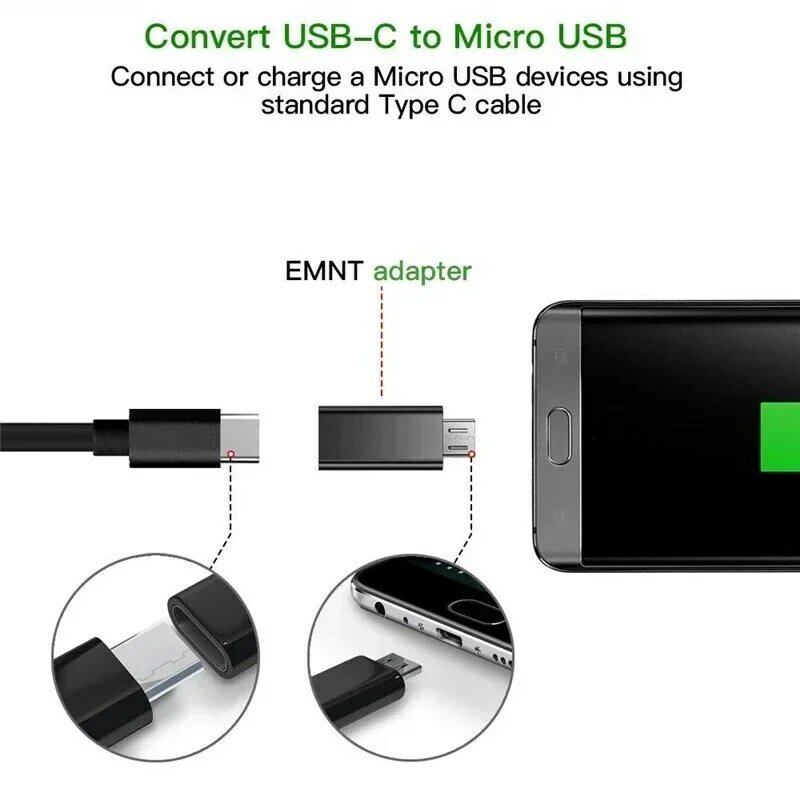 1-10 шт., Переходник USB Type-C (папа)-Micro USB (мама)