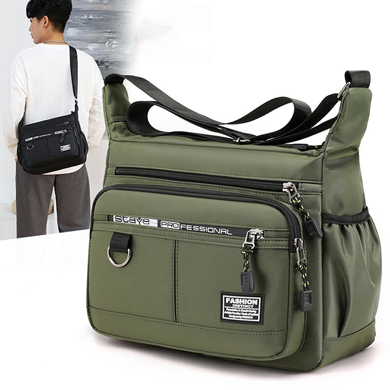 Mensageiro masculino Crossbody Shoulder Bags, pequeno pacote de estilingue para trabalho, negócios, embalagens Oxford impermeáveis, bolsa bolsa bolsa