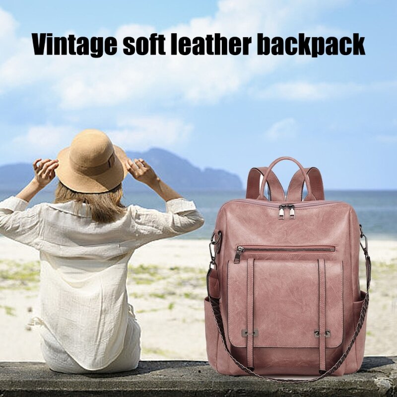 Prático couro do plutônio mochila vintage mochilas escola bolsa ombro casual viagem daypacks para atividades diárias