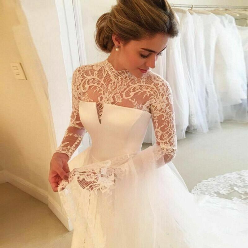 Женское атласное свадебное платье It's yiiya, белое винтажное платье со шлейфом, длинными рукавами и открытой спиной на лето 2022