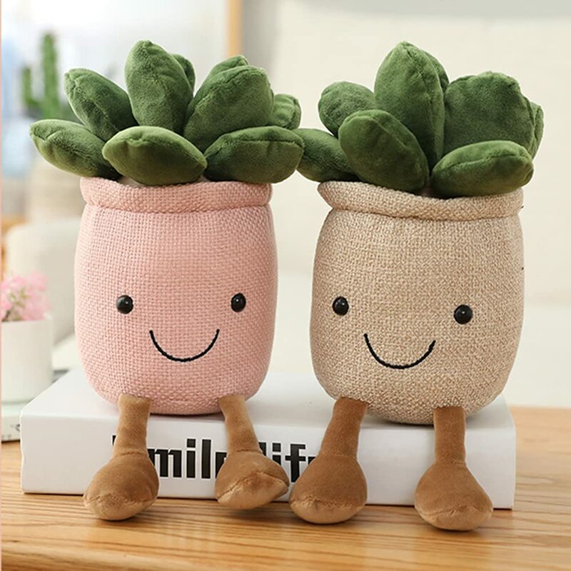 Cute Succulents Plant Plush Toy Potted Plant Stuffed Plush Pillow Decoration Soft Fluffy Succulents Plant Plush Toy Gift for Kid