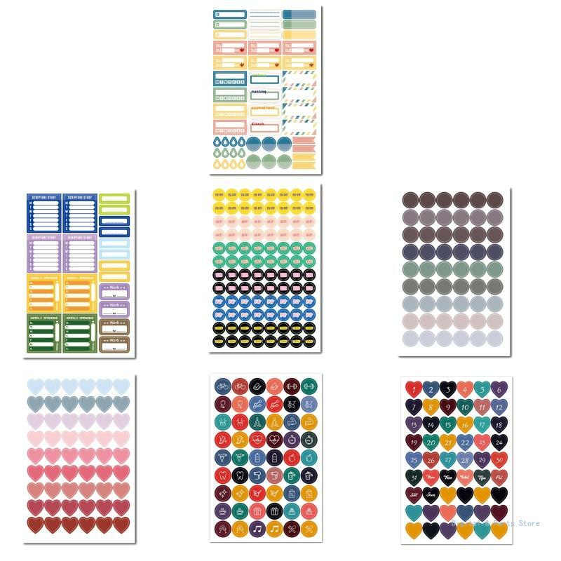 M17F Dagelijkse plannerstickers Decoratieve stickers Minipictogrammen voor volwassenen Studenten Kalender Werk dagelijks om te