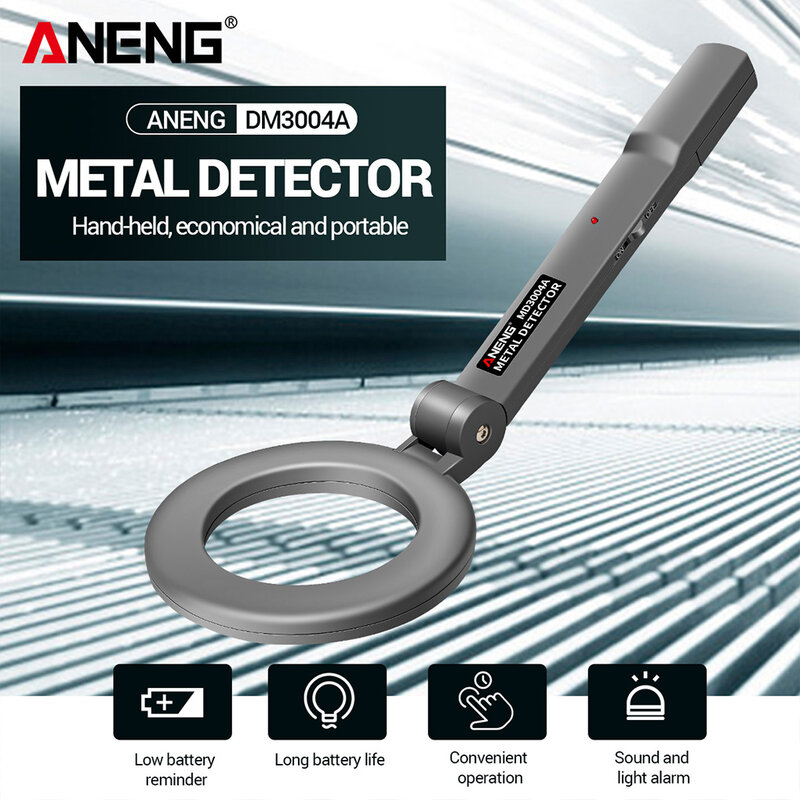 ANENG-Detector de Metales portátil DM3004A, varita de escáner de mano, LED, funciona con batería, herramienta de búsqueda profesional, Hotel
