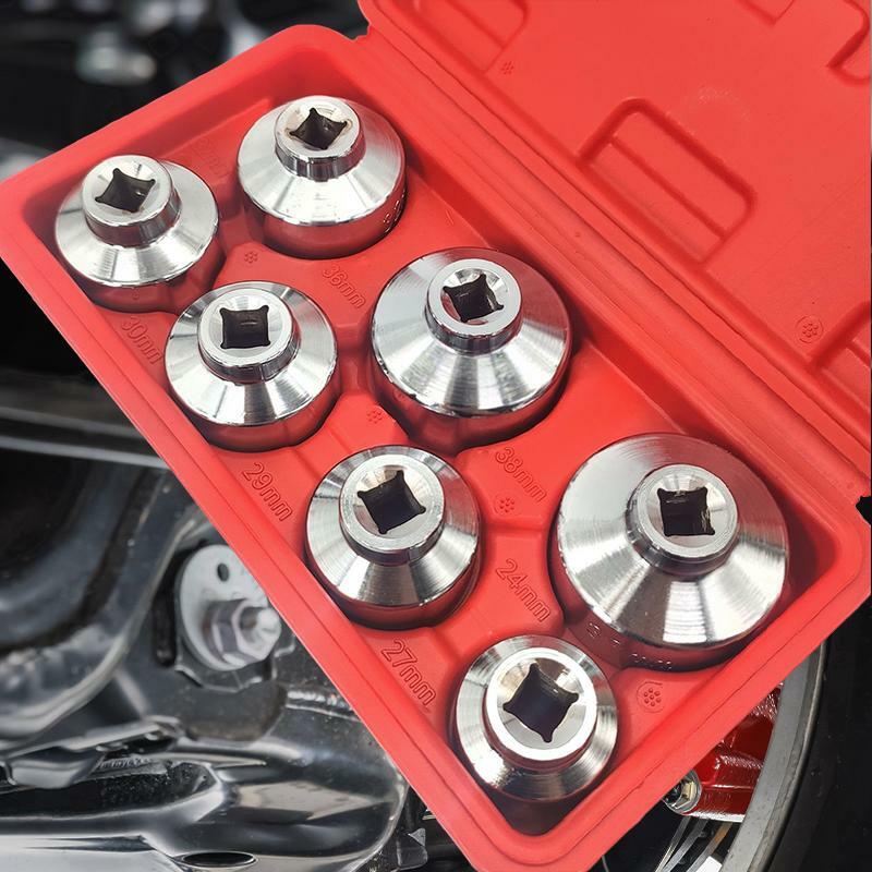 7 Pcs Oil Wrench Socket Set Tool 24mm,27mm,29mm,30mm,32mm,36mm,38mm for Cars Truck