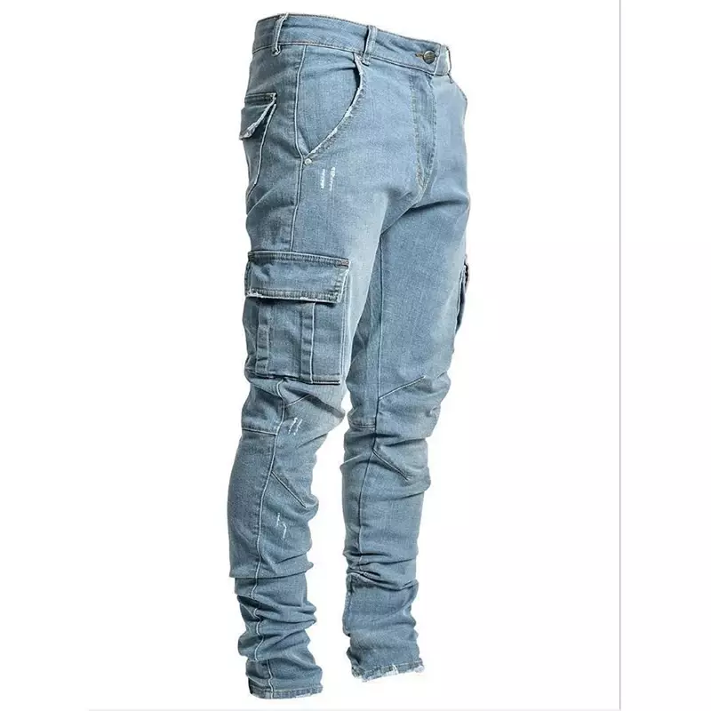Jeans Harajuku vintage masculino, calça casual com zíper, tudo combina com roupas masculinas justas, bolsos, moda outono e inverno, Y2K