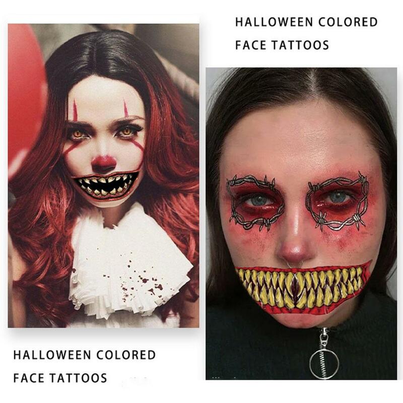 1Pcs Halloween PVC Tattoo Stickers Horror Lips DIY Waterproof Makeup Tool Smile Mouth Tattoos Beauty Big Funny Stickers Lip Y2X1