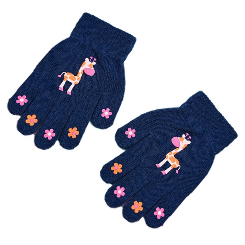 Mitaines épaisses en Crochet avec dessin animé, pour garçons filles, gants chauds d'hiver tricotés pour enfants âgés