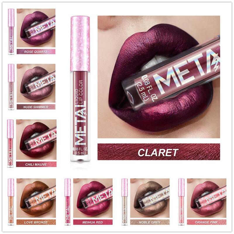Metallic Glitter Flüssigkeit Lippenstift Make-Up Wasserdicht Metallic Lip Gloss Lang anhaltende Schimmer Metall Lip Glasur Farbton Charming