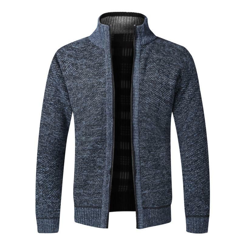 Inverno quente cardigan masculino velo com zíper blusas jaquetas masculino fino ajuste de malha casaco de camisola grosso casual outerwear masculino outono