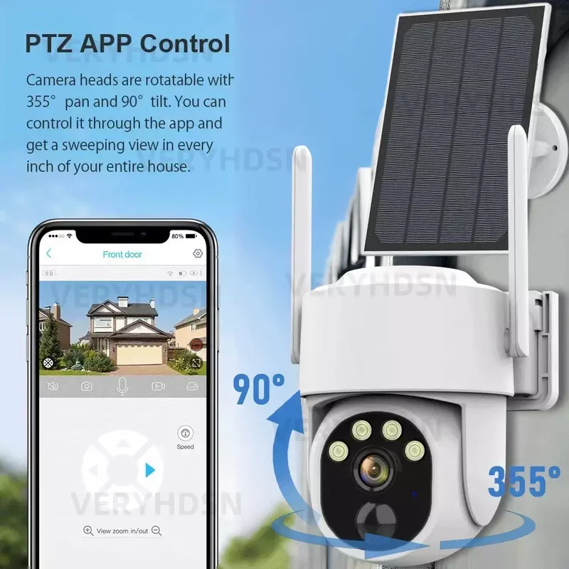5MP Camera Wifi Outdoor Surveillance Security Camera Solar Panel Surveillance Cameras 6000mAh IP66 Wireless 2 Way Talk Detect
