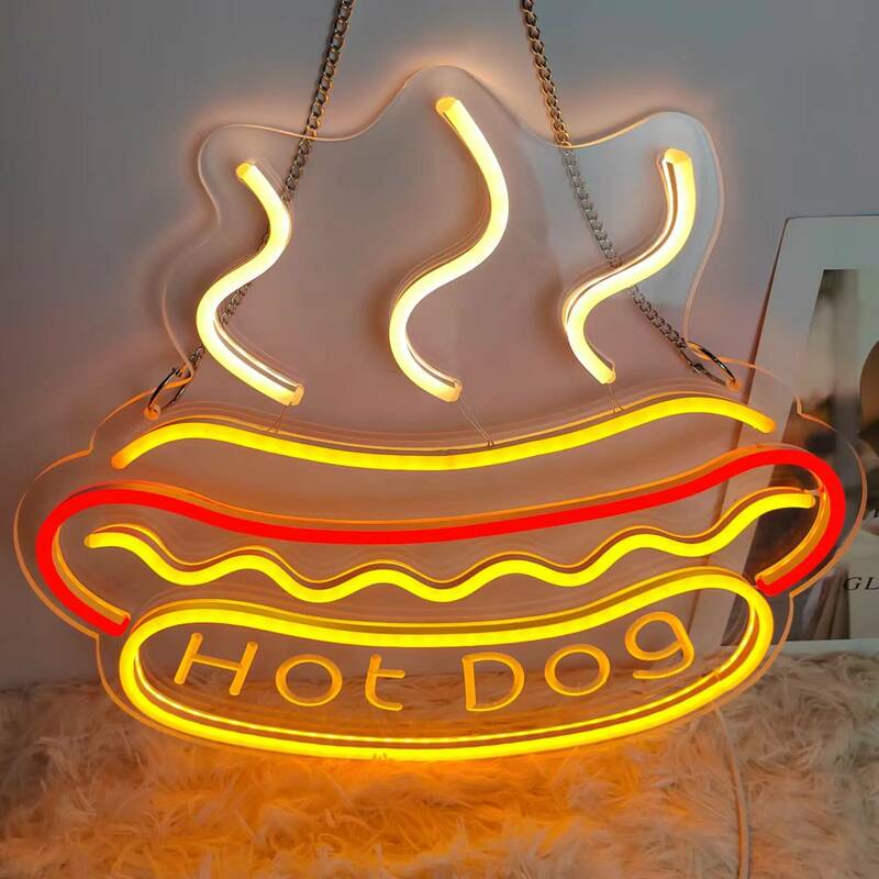 Lámpara de luz LED de neón con interruptor USB para decoración de habitación, cartel de neón con diseño de hamburguesa, Pizza, fideos, perritos calientes, interruptor para fiesta, restaurante y tienda