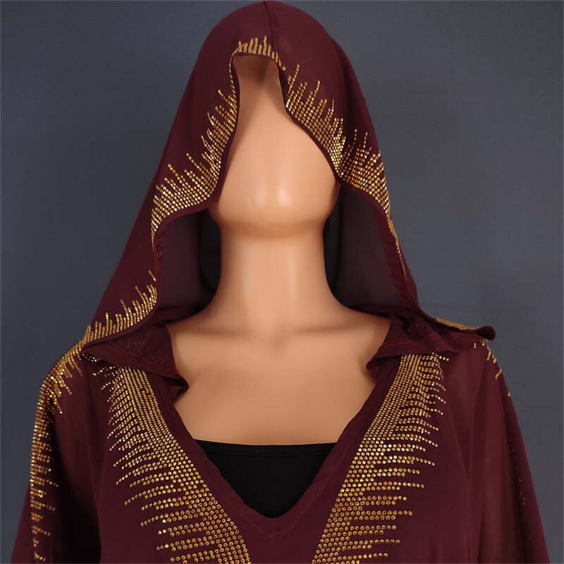 2023 afrykańska sukienka muzułmanki na Bliskim Wschodzie szyfonowa gorąca wiertarka spódnica z kapturem arabska długa burka 8724 #