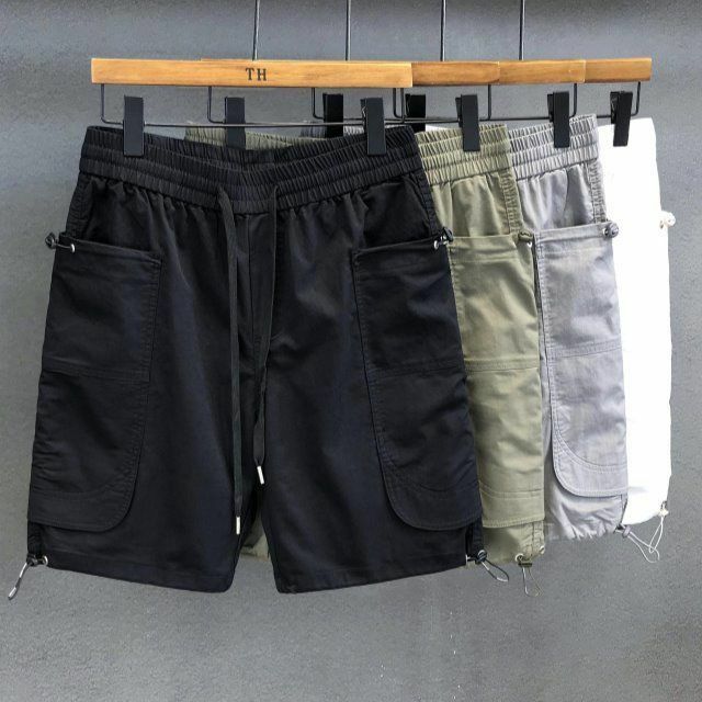 Solid Color Cargo Shorts Mens Trousers Man Fashion New Male Brand Cotton Trendy Sports Shorts Loose Casual Trousers C69