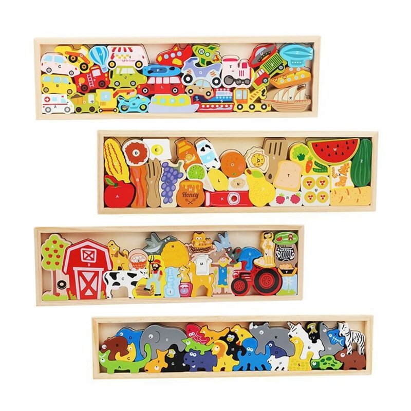 Rompecabezas de madera para niños pequeños, juguete de tallo para niños de 3 años, clasificación de formas, aprendizaje de letras