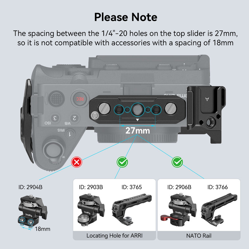 SmallRig-kit de plataforma de jaula de cámara completa para Sony FX3/FX30, con abrazadera de Cable, Zapata fría, riel NATO para cámara de cine Sony FX3, DIY