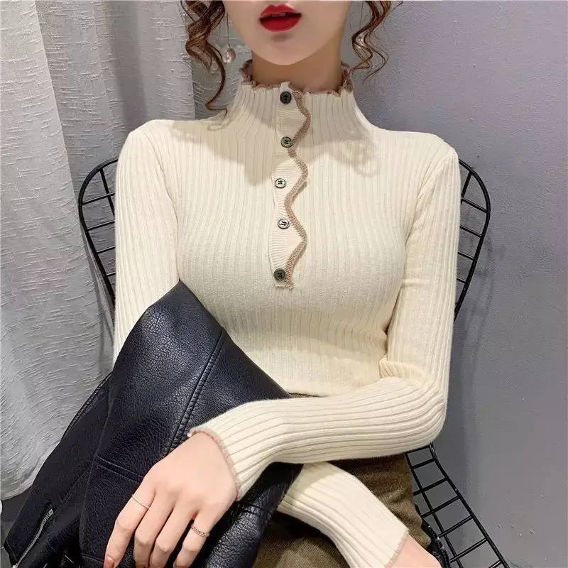 Women's autumn and winter high-neck slim-fit elegant long-sleeved knitted underwear