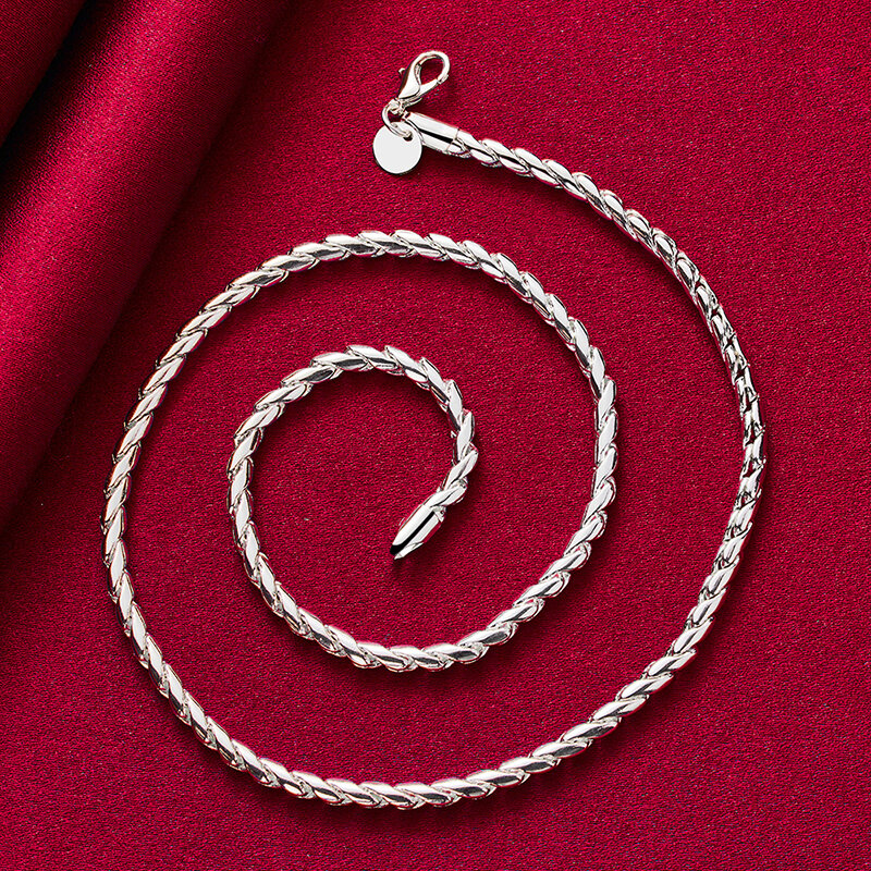 ALITREE-925 Sterling Silver Snake Colares para homens e mulheres, joias populares na moda, presente de aniversário, festa e casamento, 50cm, 4mm