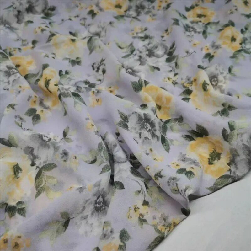 Printed Pearl Chiffon Fabric Twisted Vertical Smooth Diy Hand Sewing Polyester Fashion