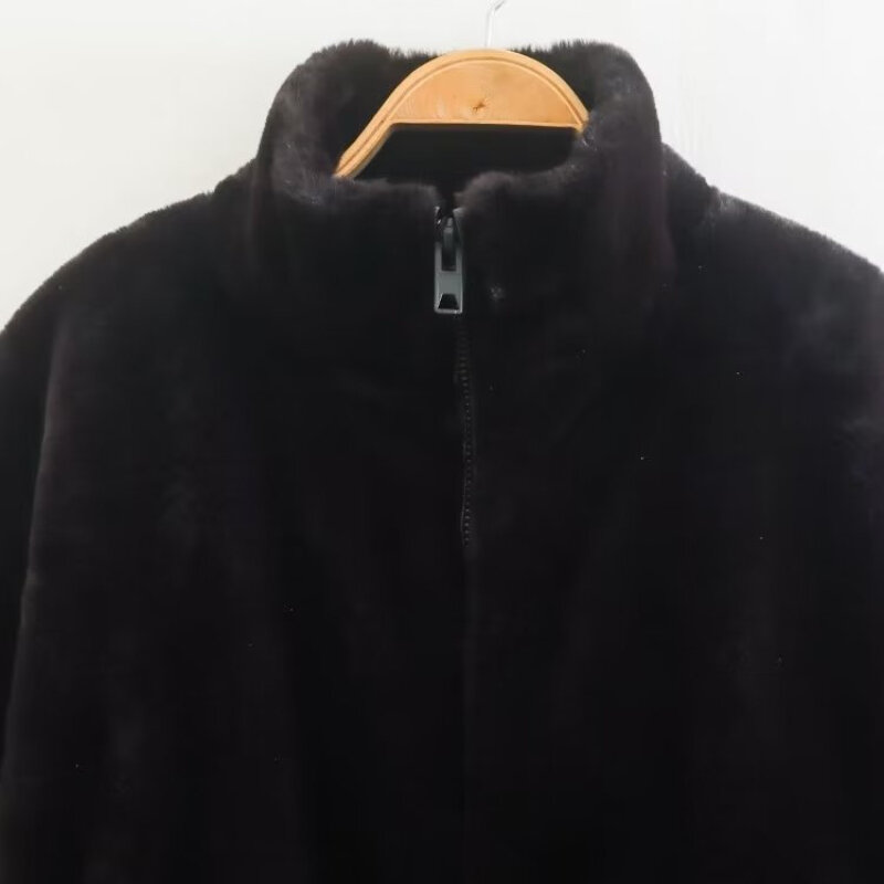 Abrigo de piel sintética para mujer, parka informal de Color sólido, con cuello levantado, ajustado, grueso y cálido, novedad de invierno, 2023