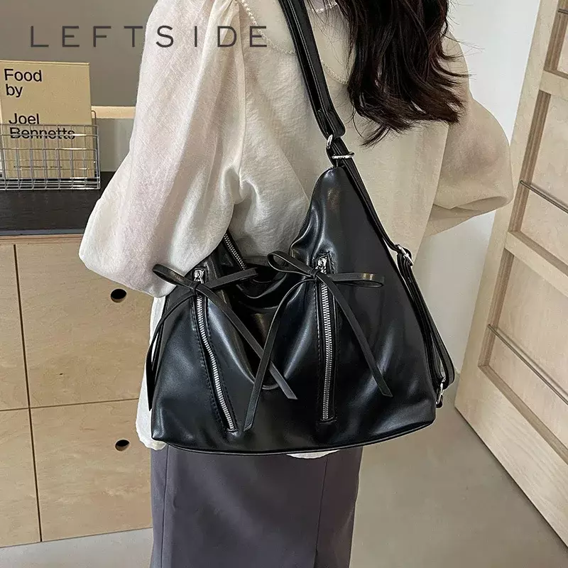 Silver Small Bow Pu Leather Shoulder Bags for Women 2024 Summer Trend Designer Fashion Handbags and Purses Trend Crossbody Bag