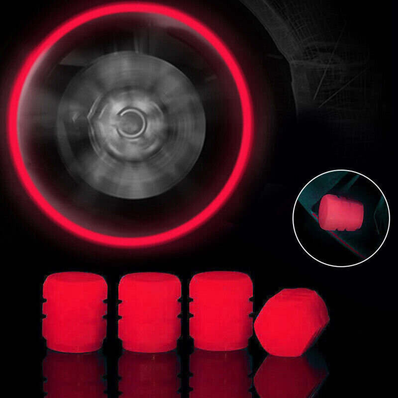 Roda Fluorescente Car Valve Cover, Universal Hastes Acessórios, Car Wheel Tire, Vermelho, 4pcs