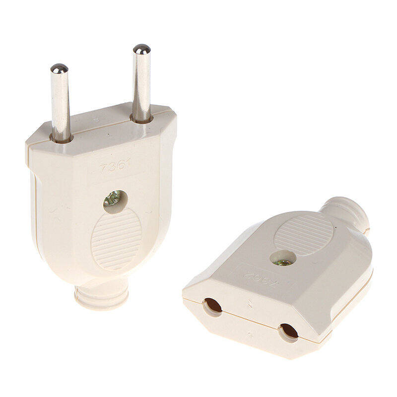 250V 10A 2-pin 10g Euro meteran pria/wanita Butt Plug konektor colokan standar Euro kabel ekstensi Power Plug rumah tangga