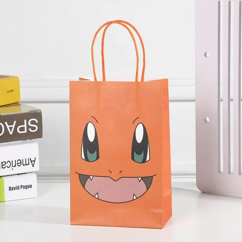 Bolsa de papel de dibujos animados de Pokémon, embalaje superior de 12 piezas, Pikachu, figuras de acción, juguetes, pasatiempos