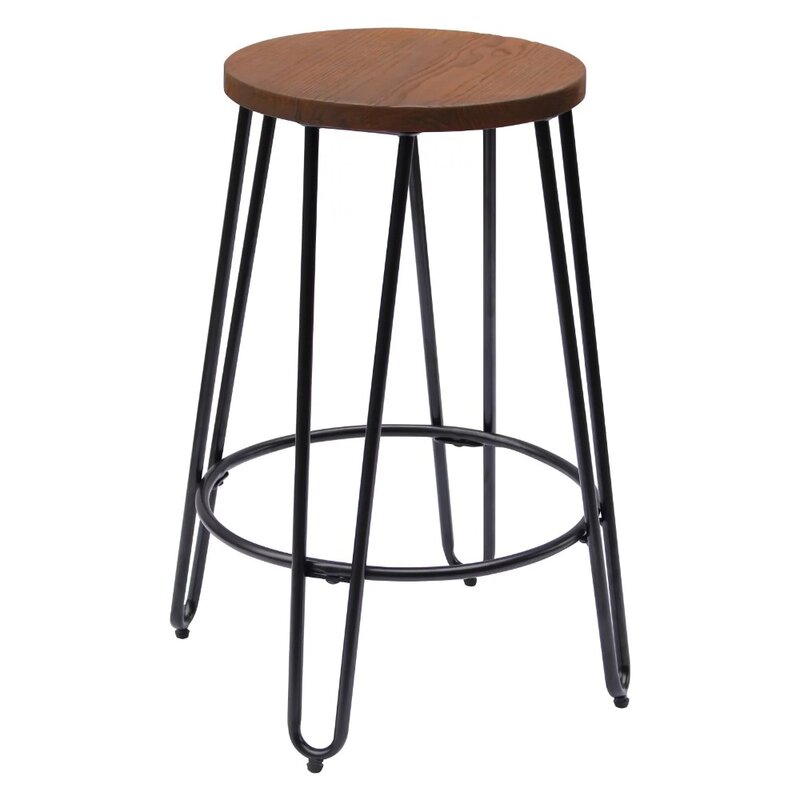 Krzesełko barowe w naturalnym metalowym wykończeniu, krzesło, stołki barowe do kuchni, stołki barowe