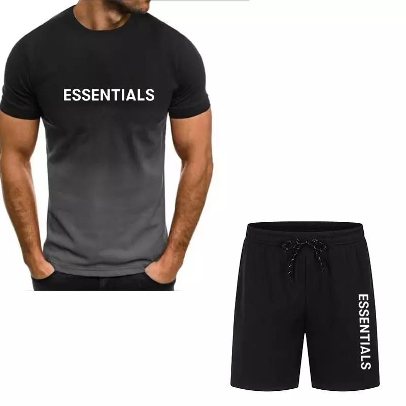 Kaus lengan pendek kustom modis pria, setelan pakaian musiman nama pribadi 3d pencetakan kaus olahraga santai