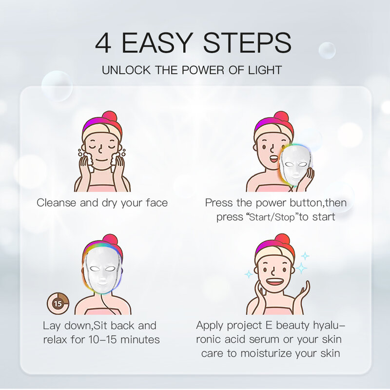 Infrared Beauty Luminous Mask with Neck Convenient Photon Rejuvenation Equipment 7 Colors Multiple-Rays Firming Cheek Face Mask