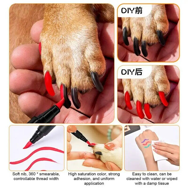 Nail Art Paint Pen Pet Nail Art Polish Pen Kit Quick Dry Nail Art Manicure per cani gatti pappagalli conigli e altri animali domestici