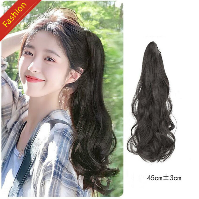 Female Gripper Style Simulated Long Curly Hair Large Wave Ponytail Wig High-temperature Synthetic Silk Wig Ponytail