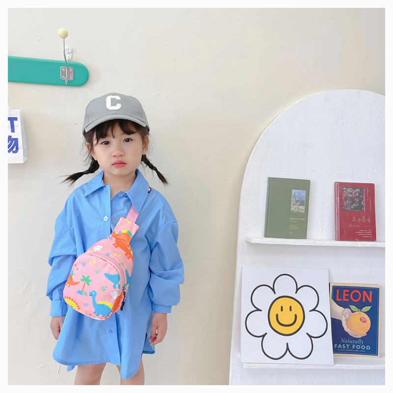 Children's Cute Dinosaur Shoulder Bags Baby Girls Coin Purse Nylon Handbags Small Messenger Bag New Casual Boys Kids Chest Bag