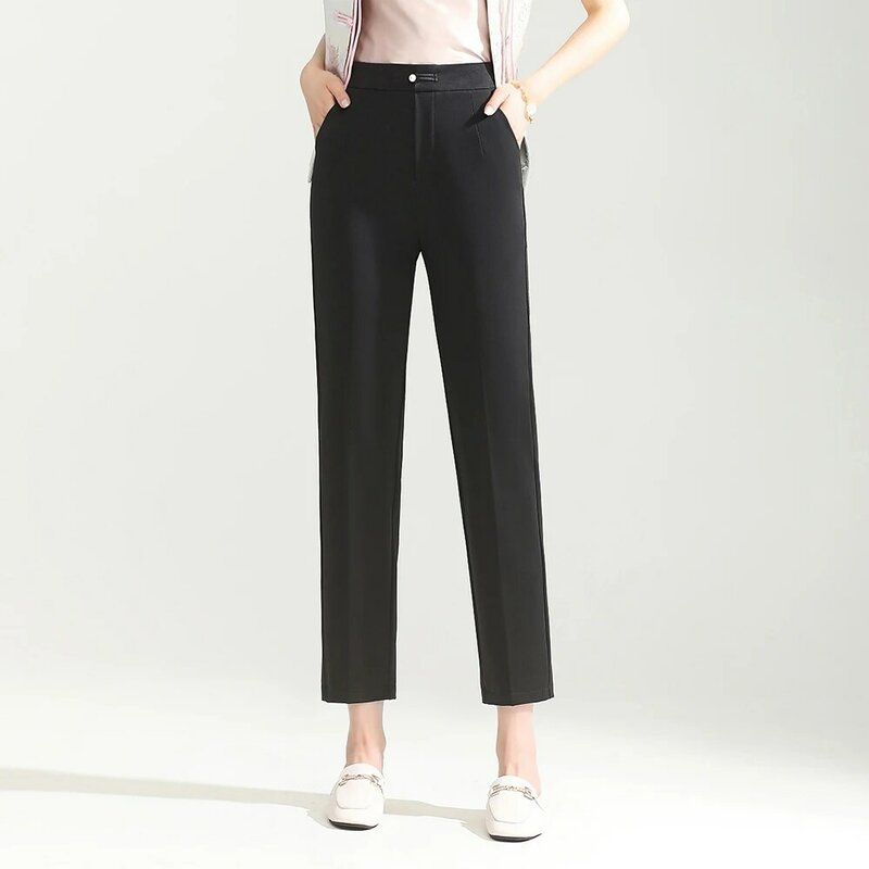2024 new Women's pants Korean version of women's casual pants nine-point pants straight pants fashion trend breathable suitable