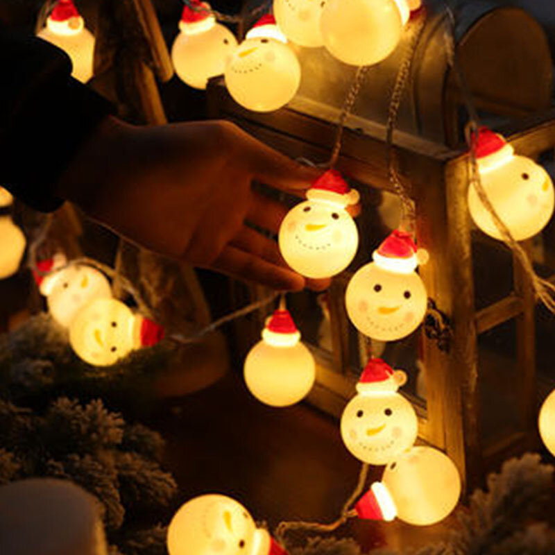 Guirnalda de luces LED para decoración del árbol de Navidad, 1,5/3/4 M, muñeco de nieve, luces intermitentes LED para dormitorio, balcón, habitación, arreglo de escena