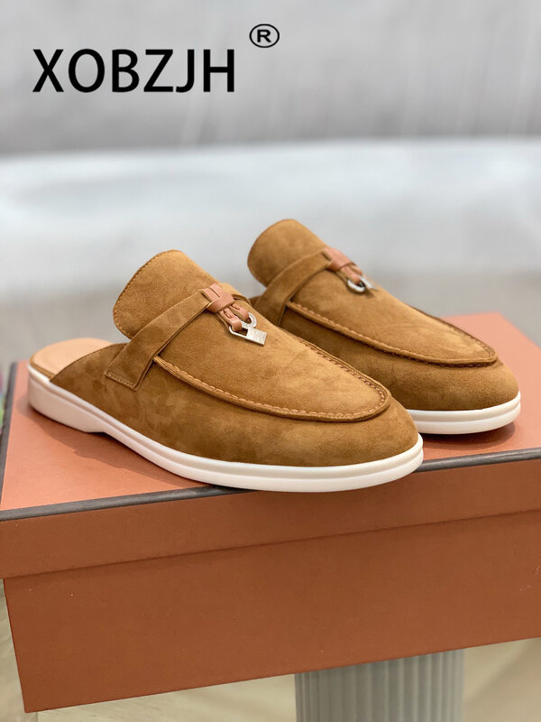 High Quality Comfortable Slippers for Women Loafers Summer Walk Shoes 2023 Classic Leather and Fabric Feel Sandals Men