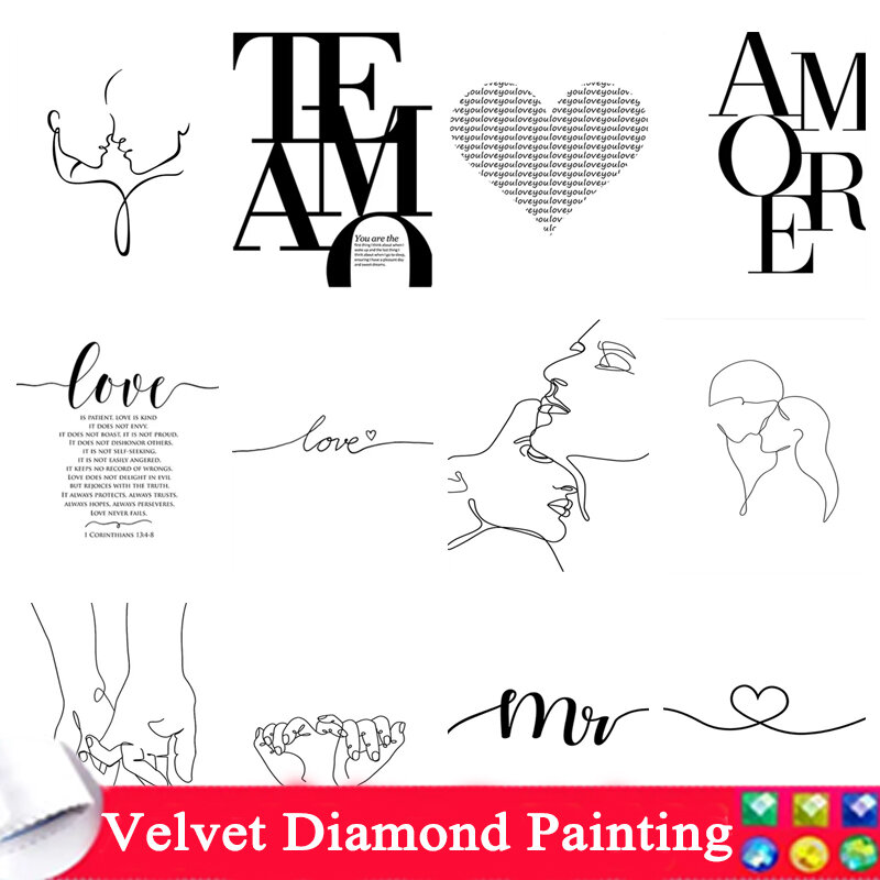 DIY diamentowe malowanie styl skandynawski plakat miłosny 5D pełny diament do salonu nordycka mozaika ścieg krzyżykowy dekoracja wnętrz 3