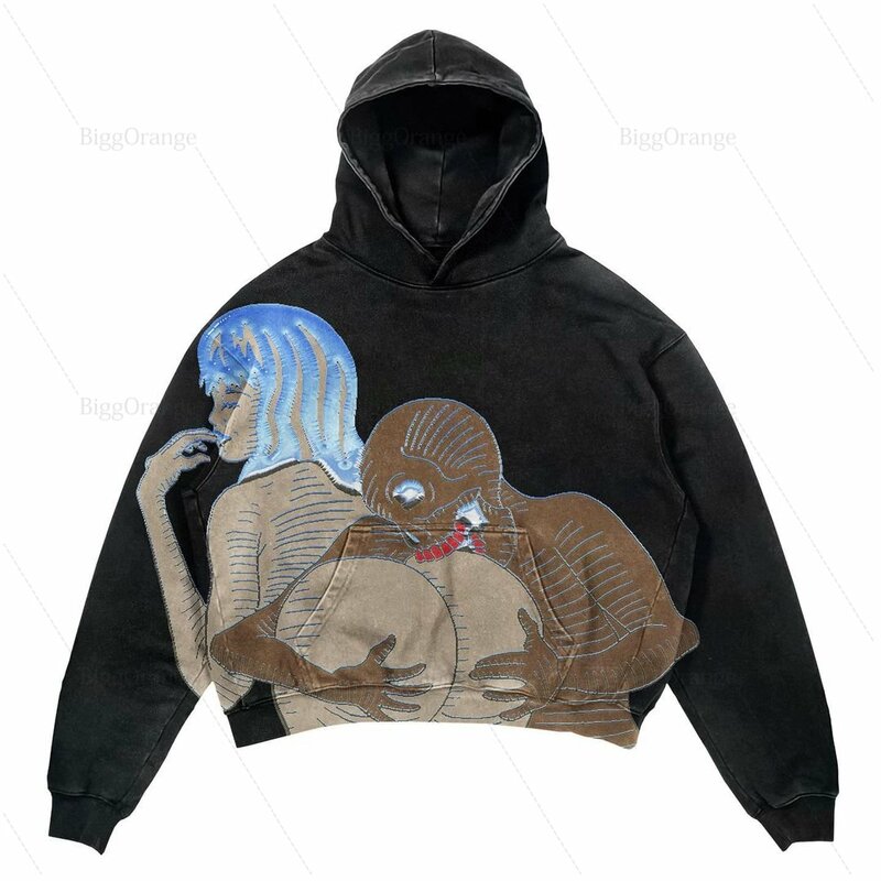 Y2k-Sudadera con capucha para mujer, ropa de calle estilo gótico Harajuku Niche Grunge, estilo Hip Hop Retro, holgada, de gran tamaño, de Anime