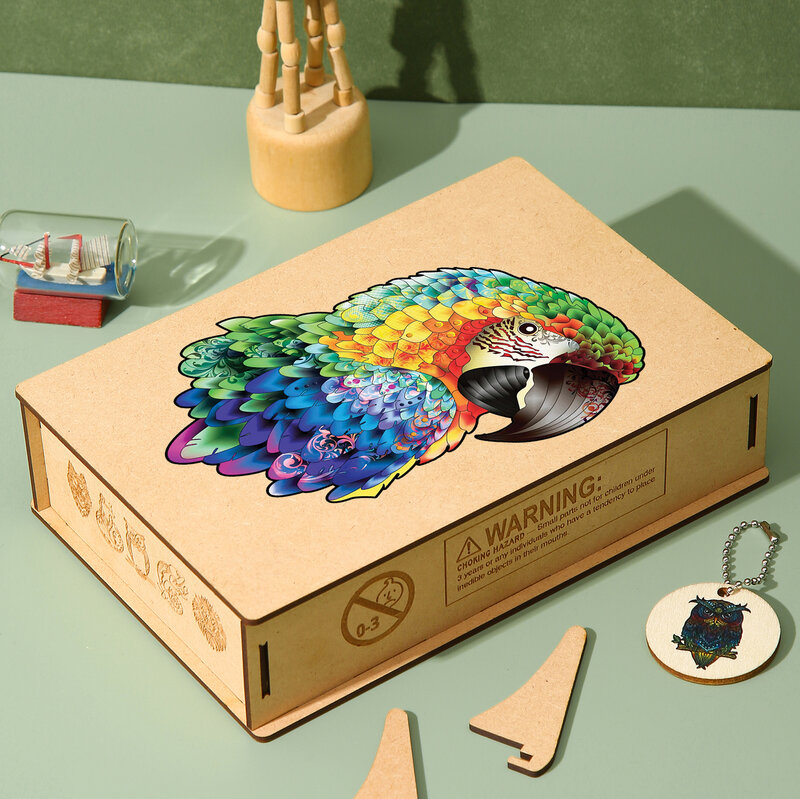ألغاز حيوانات خشبية رائعة للكبار والأطفال لعبة فكرية ببغاء ملونة زاهية مجموعة ألعاب إبداعية هدية مثيرة للاهتمام