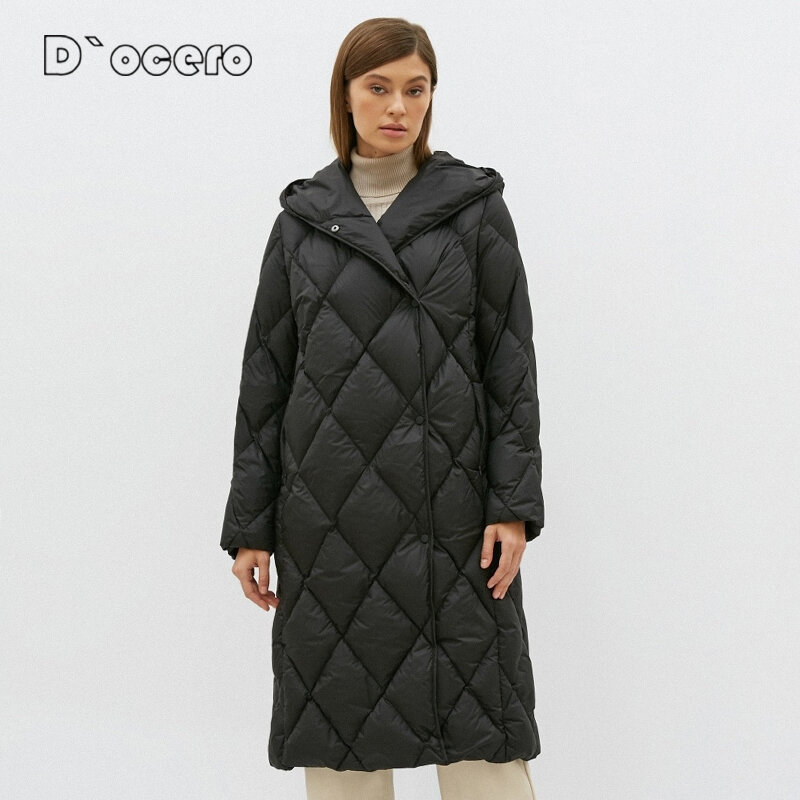 D'OCERO 2022 nuovo piumino invernale da donna caldo di grandi dimensioni femminile lungo parka con cappuccio trapuntato cappotto donna abbigliamento di marca soprabito