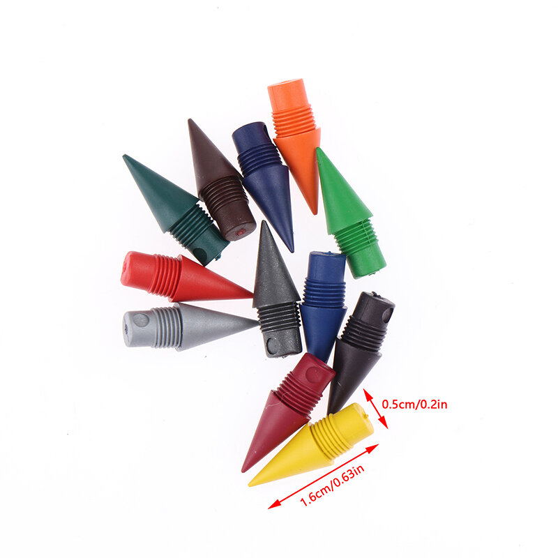 10 buah Set ujung pensil warna-warni isi 12 warna, perlengkapan alat tulis sekolah pelajar, aksesori menulis sketsa seni 12 warna