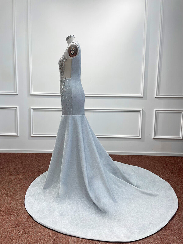 Женское блестящее вечернее платье-русалка, изысканное блестящее платье с V-образным вырезом и блестками для выпускного вечера