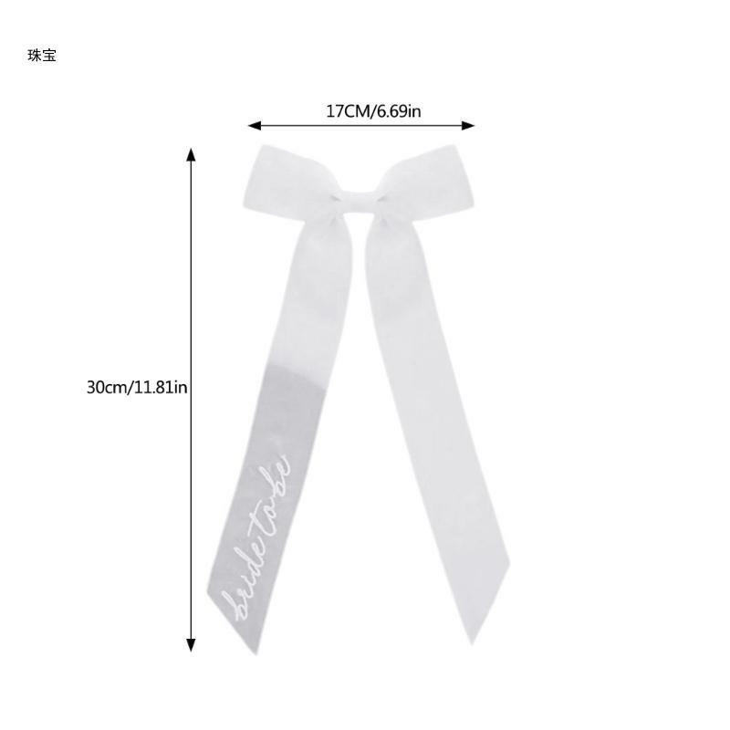X5QE BrideToBe Bowknot Wedding Veil Hair Clip for Bridal Shower Hairpin Tulle Veil for Beach Wedding Party Veil